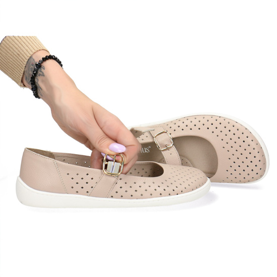 Skórzane pólbuty damskie Barefoot Pollonus 5-1770-005 Beige 
