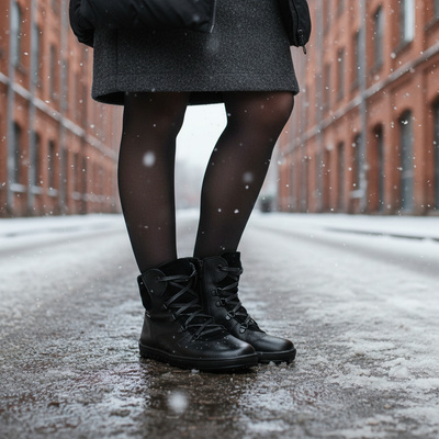 Skórzane botki damskie Barefoot Pollonus 5-1800-001 Czarny Werona