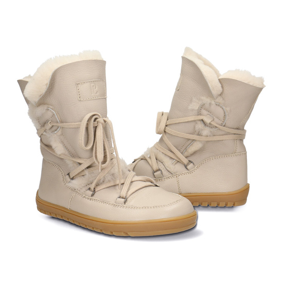 Skórzane botki damskie Barefoot Pollonus 5-1802-002 Wanilia Werona