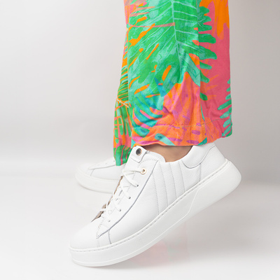 Skórzane półbuty damskie sneakersy Pollonus biały 5-1725-001