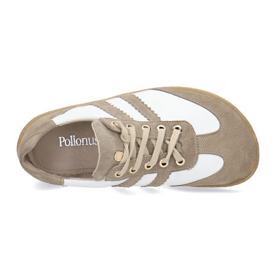 Skórzane półbuty damskie Pollonus Barefoot 5-1774-003 Capucino+Biały
