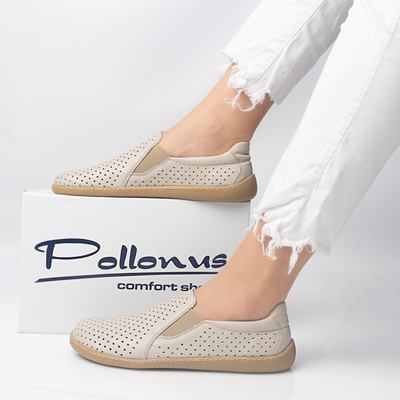 Skórzane pólbuty damskie Pollonus Barefoot Vanilia Verona 5-1308-022