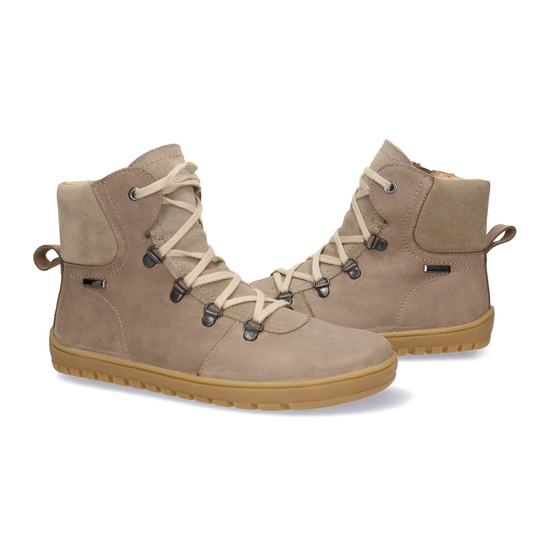 Skórzane botki damskie Barefoot Pollonus 5-1800-002 Capucino