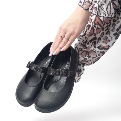 Skórzane pólbuty damskie Barefoot Pollonus 5-1770-001 Czarny