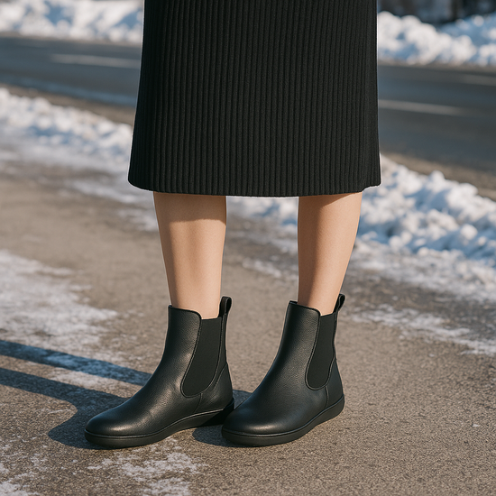 Skórzane trzewiki damskie Barefoot Pollonus 5-1797-001 Czarny Werona