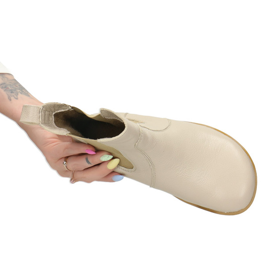 Skórzane botki damskie Barefoot Pollonus 5-1797-003 Wanilia Werona