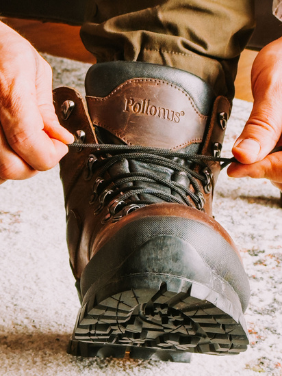 Buty trekkingowe, Skórzane trzewiki myśliwskie Pollonus 6-0126-004 brązowy BIZON