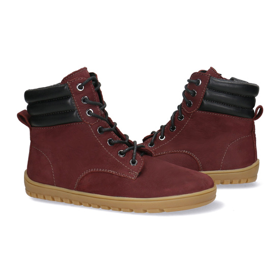 Skórzane trzewiki damskie Barefoot Pollonus 5-1796-002 Bordo