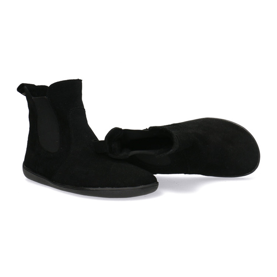 Skórzane trzewiki damskie Barefoot Pollonus 5-1797-002 Czarny Welur