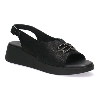 Skórzane sandały damskie Pollonus 5-1762-001 Czarny
