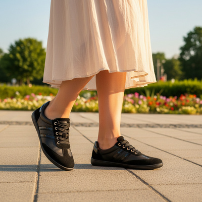 Skórzane półbuty damskie Pollonus Barefoot 5-1774-006 Czarny