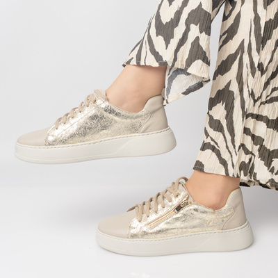 Skórzane Sneakersy Damskie Vanilia  Pollonus 5-1736-004