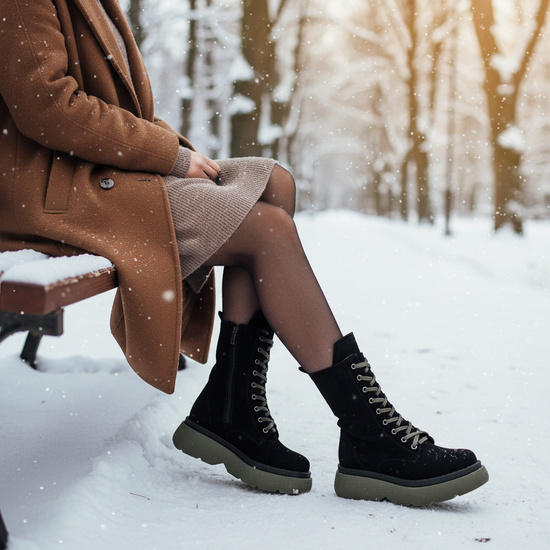 Solidne kozaki damskie Pollonus czarny 5-1564-008  