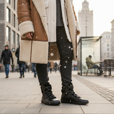 Skórzane botki damskie Barefoot Pollonus 5-1800-001 Czarny Werona