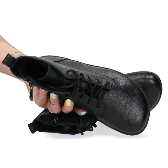 Skórzane trzewiki damskie Barefoot Pollonus 5-1795-002 Czarny Werona