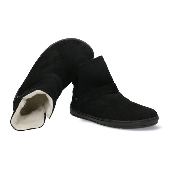 Skórzane botki damskie Barefoot Pollonus 5-1801-001 Czarny Welur