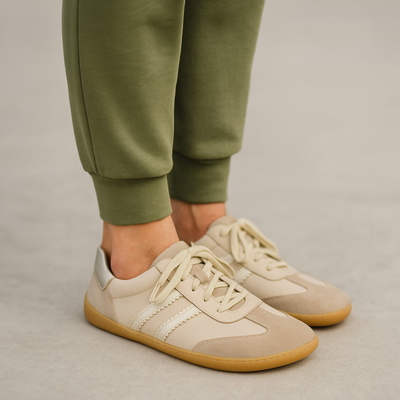 Skórzane półbuty damskie Pollonus Barefoot 5-1774-001 Wanilia+Złoto