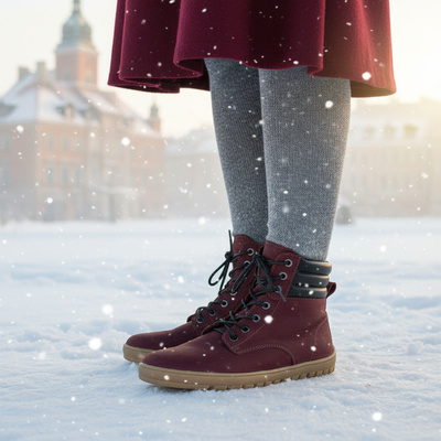 Skórzane trzewiki damskie Barefoot Pollonus 5-1796-002 Bordo