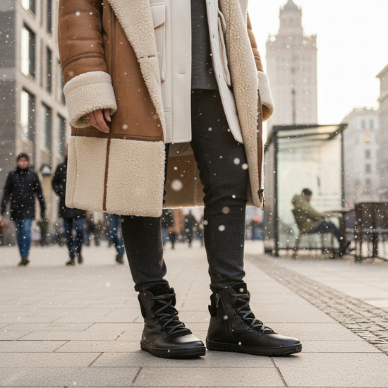 Skórzane botki damskie Barefoot Pollonus 5-1800-001 Czarny Werona