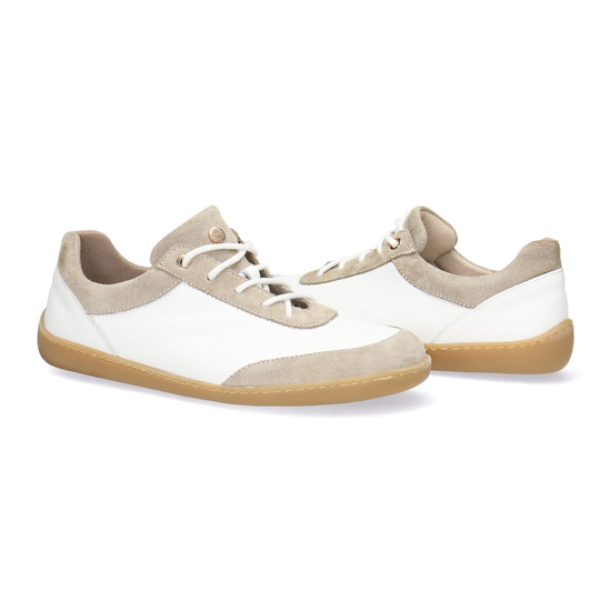 Skórzane pólbuty damskie Pollonus Białe Verona + Welur Barefoot  5-1769-004
