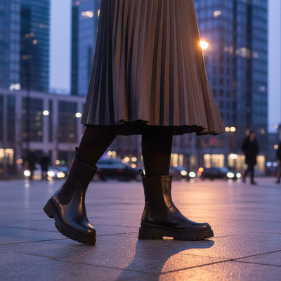 Skórzane botki damskie Pollonus czarny lico 5-1579-001