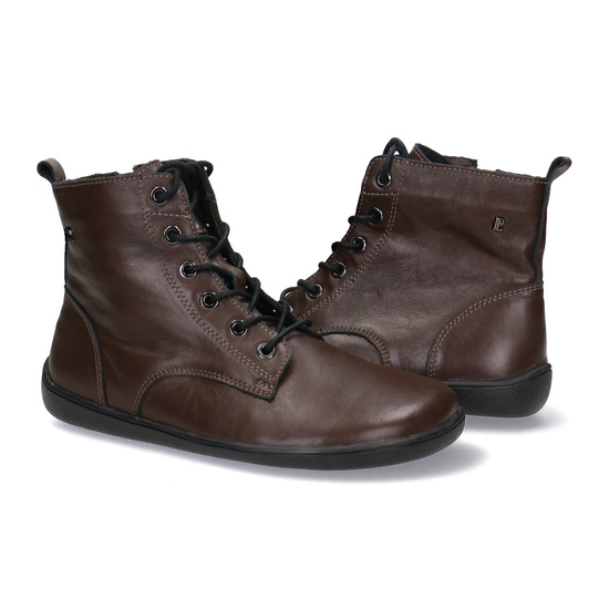 Skórzane trzewiki damskie Barefoot Pollonus 5-1795-001 Czekolada