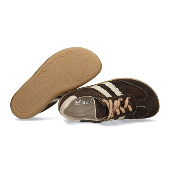 Skórzane półbuty damskie Pollonus Barefoot 5-1774-014 Czekolada +Wanilia