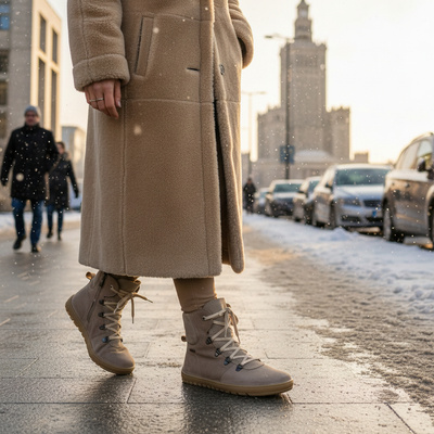 Skórzane botki damskie Barefoot Pollonus 5-1800-002 Capucino