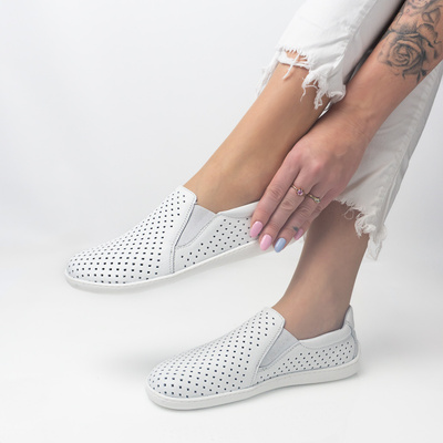 Skórzane pólbuty damskie Pollonus Białe Barefoot 5-1308-025