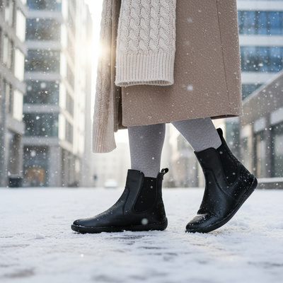 Skórzane trzewiki damskie Barefoot Pollonus 5-1797-001 Czarny Werona