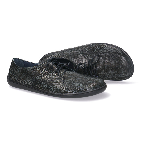 Skórzane pólbuty damskie Pollonus Barefoot 5-1288-028 Czarny Wąż