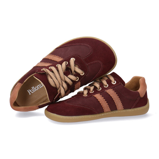 Skórzane półbuty damskie Pollonus Barefoot 5-1774-004 Bordo+Brudny Róż