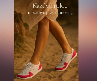 Skórzane półbuty damskie Pollonus Barefoot 5-1773-006 Biały Verona+Fuksja/Perforacja