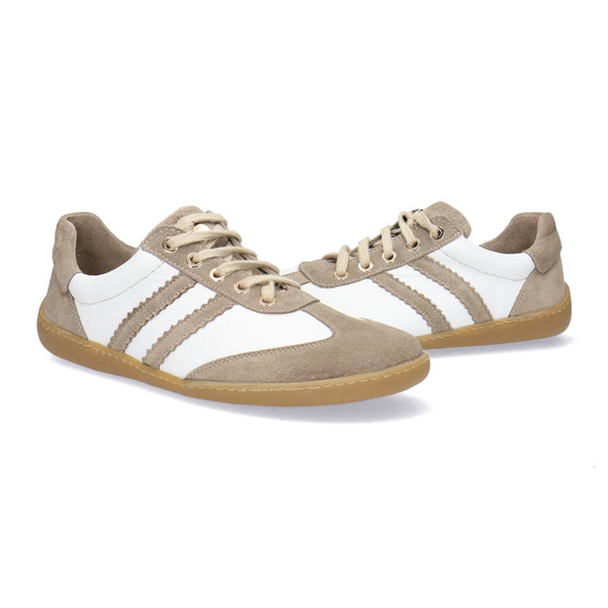 Skórzane półbuty damskie Pollonus Barefoot 5-1774-003 Capucino+Biały