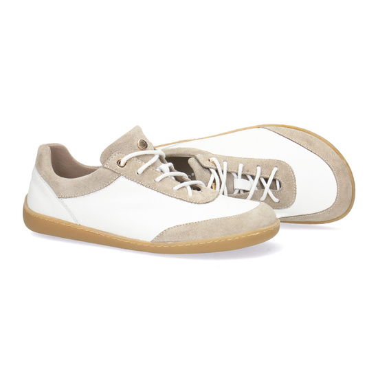 Skórzane pólbuty damskie Pollonus Białe Verona + Welur Barefoot  5-1769-004