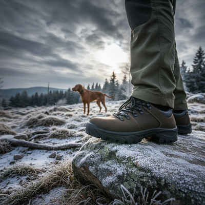 Buty trekkingowe, Skórzane półbuty myśliwskie Pollonus 6-0134-001 brązowy HUBERTUS