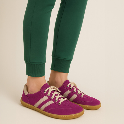 Skórzane półbuty damskie Pollonus Barefoot 5-1774-005 Fuksja+Beż