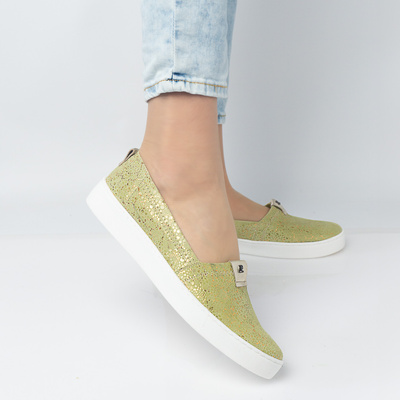 Skórzane Półbuty Damskie Pistacja Pollonus 5-1739-004