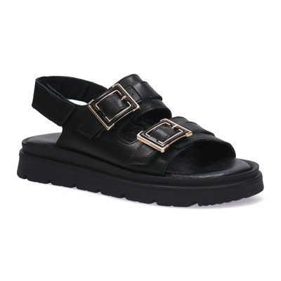 Skórzane sandały damskie Pollonus 5-1756-001 Czarny