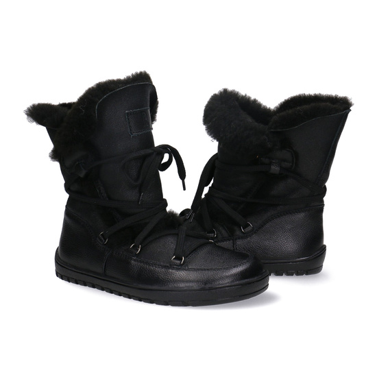 Skórzane botki damskie Barefoot Pollonus 5-1802-001 Czarny Werona