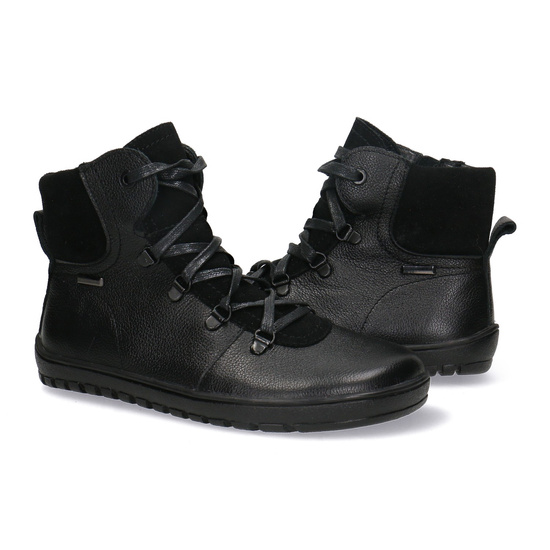 Skórzane botki damskie Barefoot Pollonus 5-1800-001 Czarny Werona