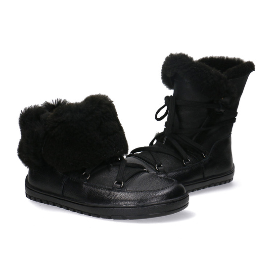 Skórzane botki damskie Barefoot Pollonus 5-1802-001 Czarny Werona