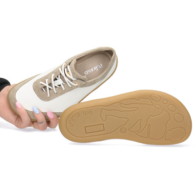 Skórzane pólbuty damskie Pollonus Białe Verona + Welur Barefoot  5-1769-004