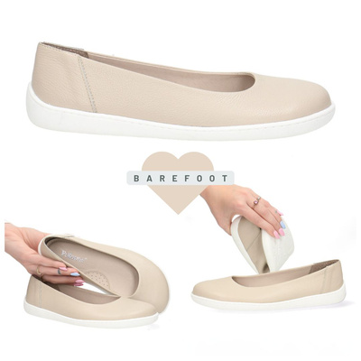 Skórzane baleriny damskie Pollonus Vanilia  Barefoot  5-1771-004