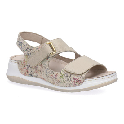 Pollonus 5-1768-001 Sandał Damski Wanilia Verona+Motyw Kwiatowy