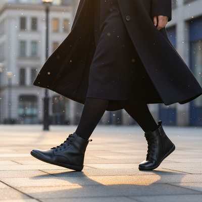 Skórzane trzewiki damskie Barefoot Pollonus 5-1795-002 Czarny Werona