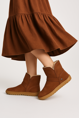 Skórzane botki damskie Barefoot Pollonus 5-1801-003 Rudy