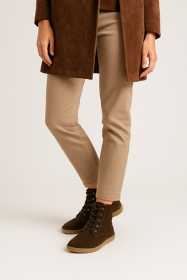 Skórzane trzewiki damskie Barefoot Pollonus 5-1795-003 Czekolada Welur