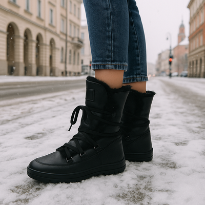 Skórzane botki damskie Barefoot Pollonus 5-1802-001 Czarny Werona