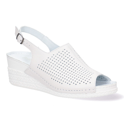 Skórzane sandały damskie Pollonus biały 5-1389-007